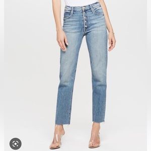 MOTHER The Pixie Dazzler ankle fray highwaist light wash skinny jeans 27